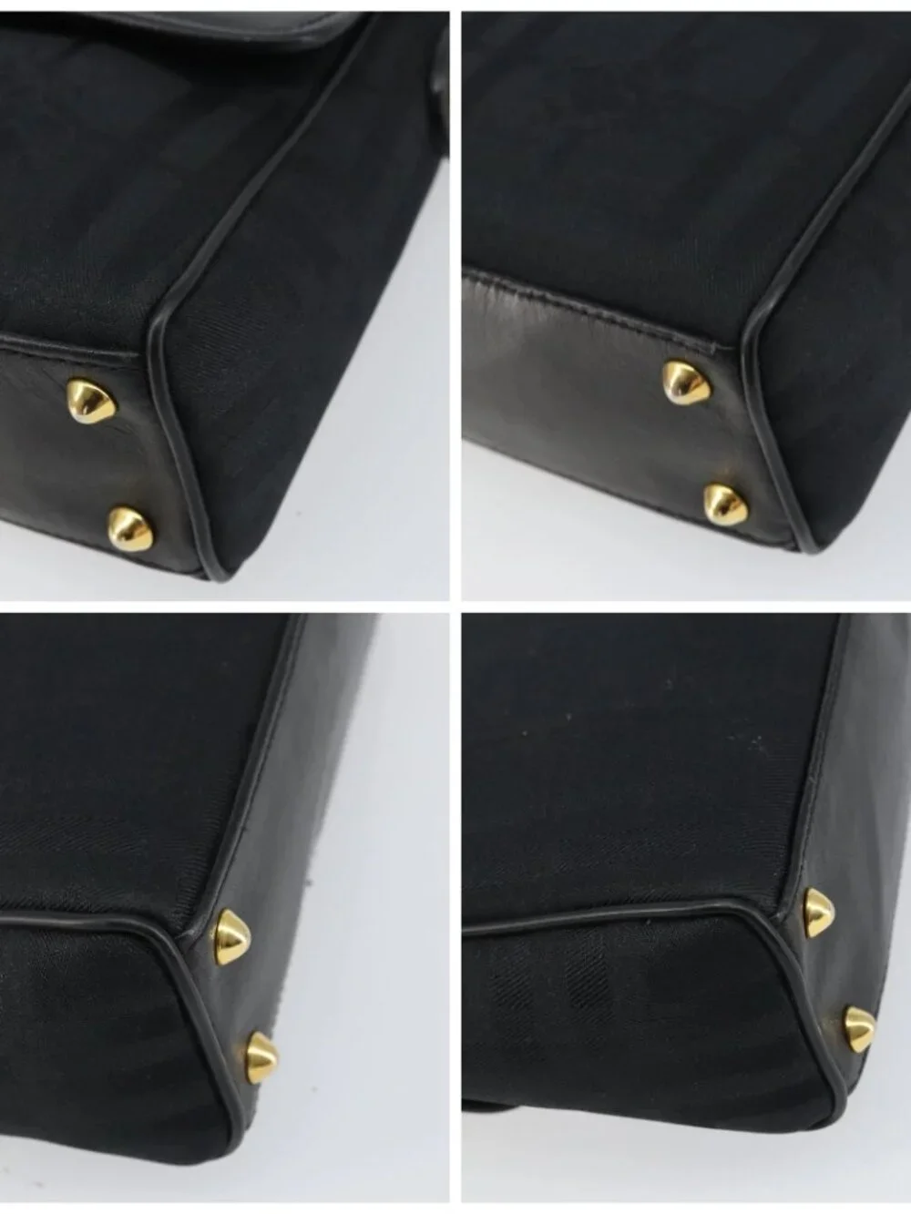 Burberrys Nova Check Hand Bag Leather Canvas Black Gold Auth gh1496 - Picture 15 of 16